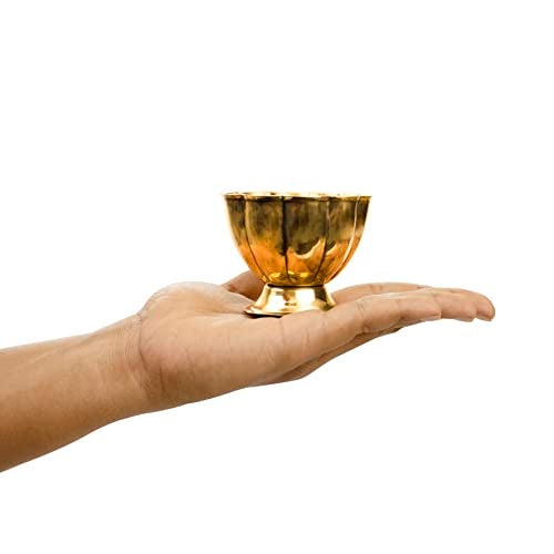 Spillbox Brass Chandhan | Kumkum | Turmeric | Sandal | Haldi | Bowl | Pooja | Puja | Holder | Roli | Stand | Multipurpose for Temple Home - Lotus Chandhan Bowl (5) - Image 4