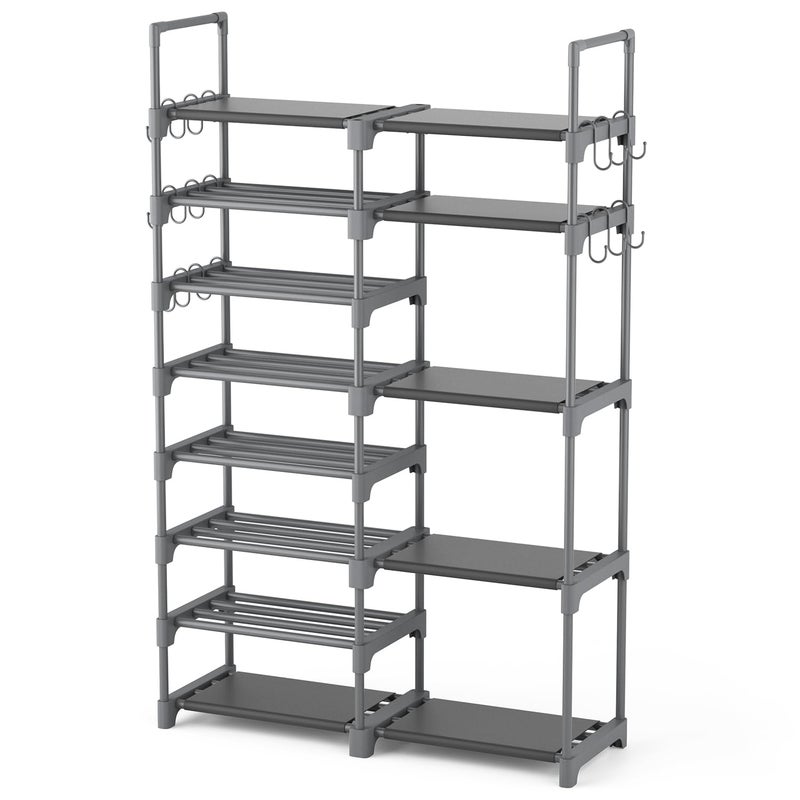 ROJASOP Shoe Rack, Shoe Storage Organizer for Closet Entryway Garage Bedroom, 8 Tier Tall Metal Shoe Shelf for 26-32 Pairs Boots & Shoes, Adjustable Shoe Stand for Small Space - Image 1