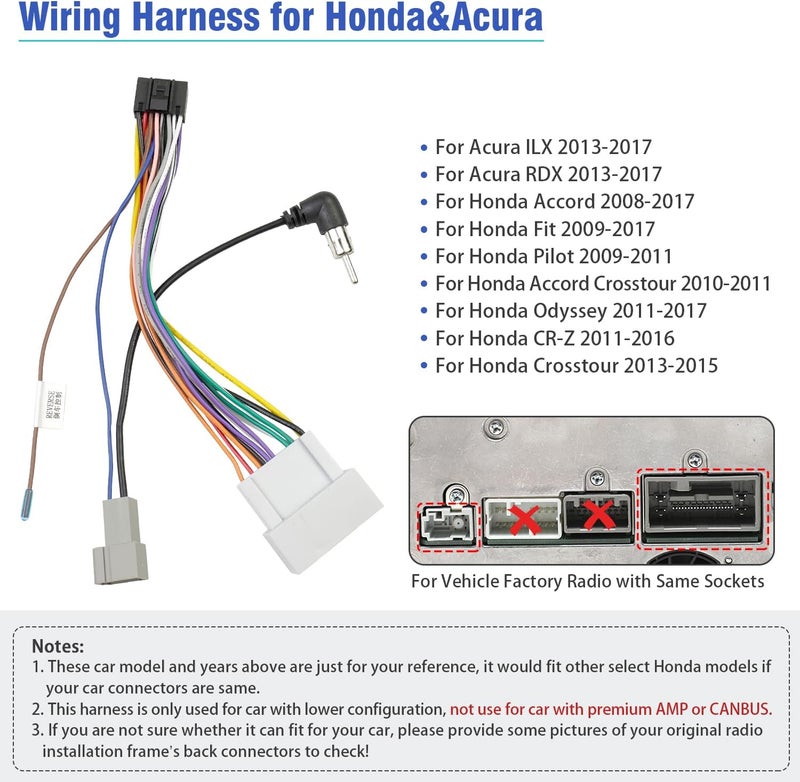 Jayubien 24Pin Radio Stereo Wiring Harness Kit for Honda and Acura Vehicles - Image 3