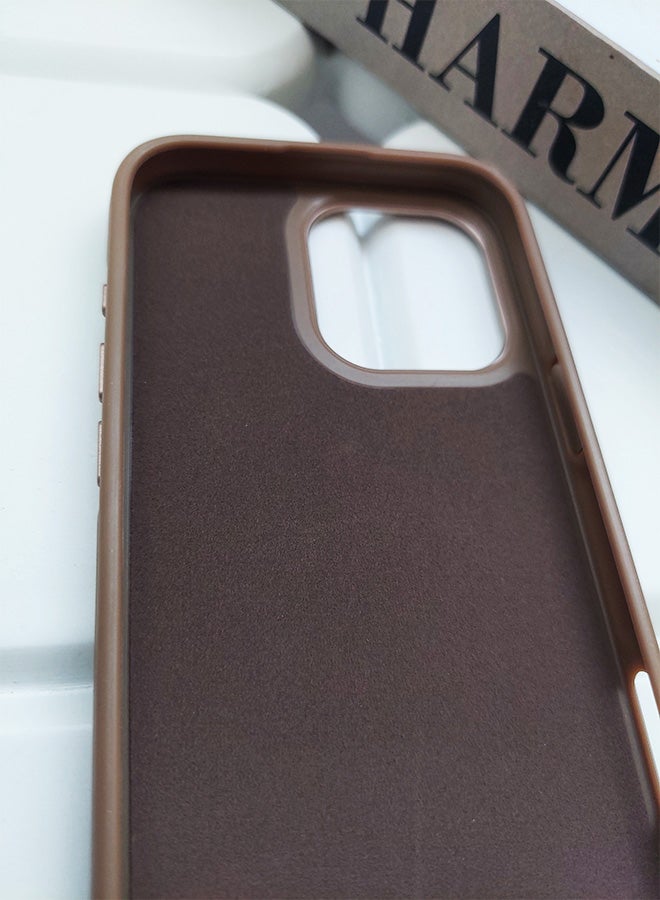 Magnetic Carbon Fiber Back Case for iPhone 12 Pro Max, Rugged Shockproof MagSafe Phone Case, Ultra Slim Case with Padded Interior to Prevent Your Phone's Back from Scratches, Supports Wireless Charging, Heavy Duty Protection and Anti-Scratch, for iPhone 12 Pro Max - Brown/Gold