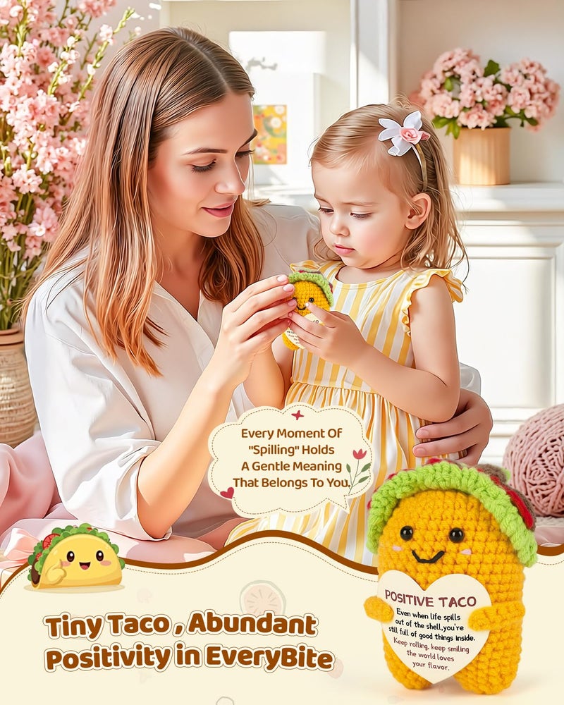 Soobeeke Positive Crochet Taco w/Message Card â€“ â€œEven When Life Spills Out of the Shell, Youâ€™re Still Full of Good Things Insideâ€ â€“ Emotional Support Gifts, Self Care Gift for Christmas or Birthday - Image 2