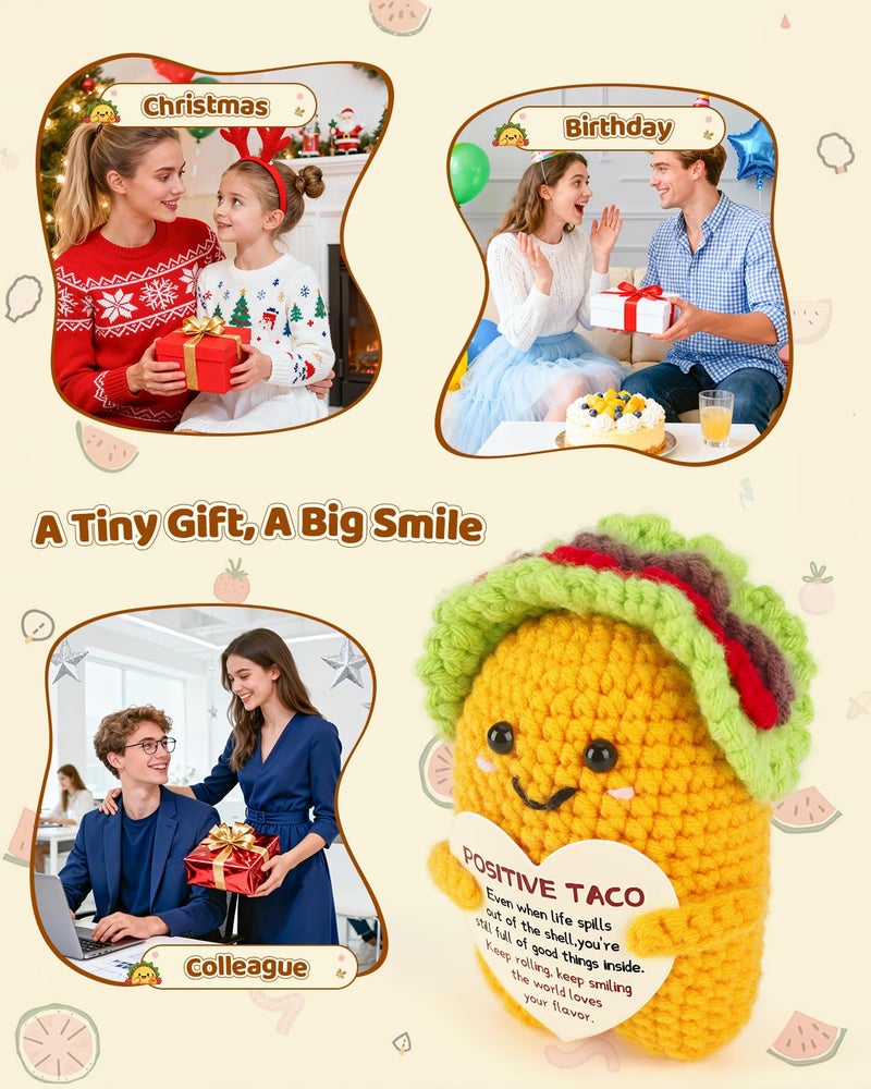 Soobeeke Positive Crochet Taco w/Message Card â€“ â€œEven When Life Spills Out of the Shell, Youâ€™re Still Full of Good Things Insideâ€ â€“ Emotional Support Gifts, Self Care Gift for Christmas or Birthday - Image 4