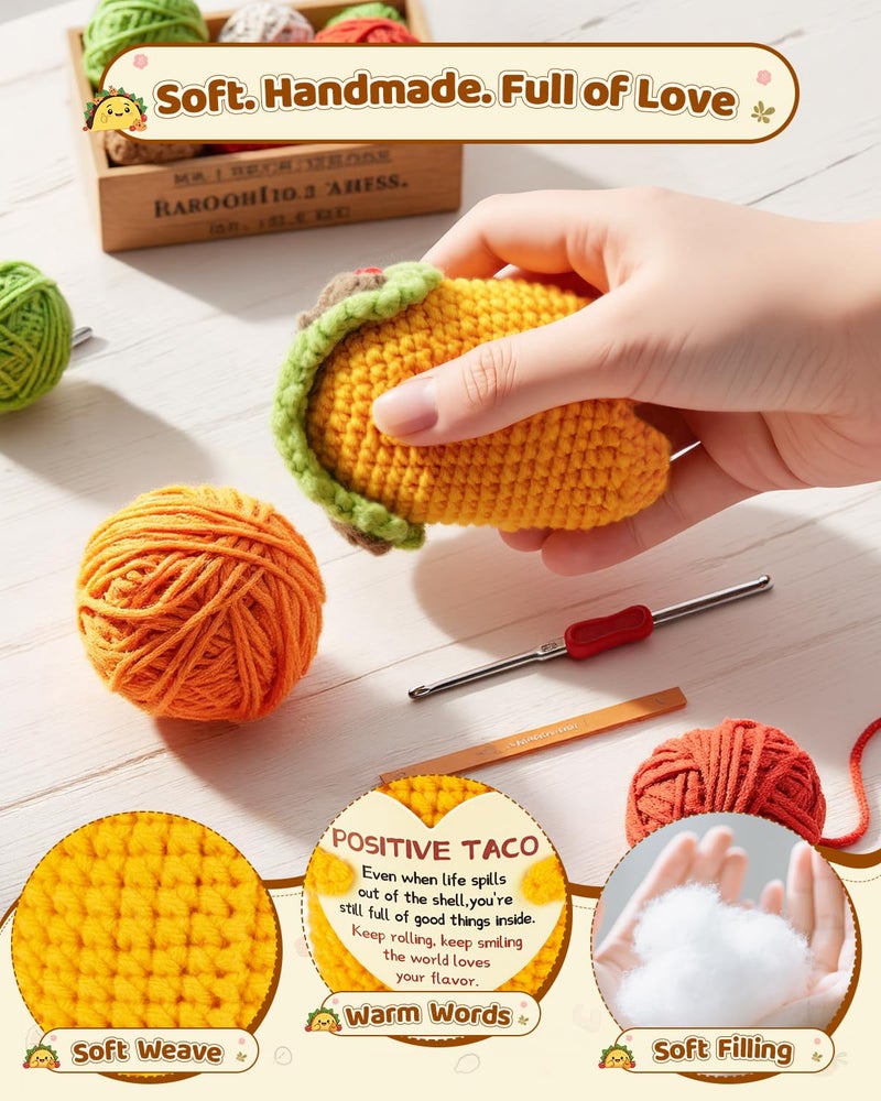Soobeeke Positive Crochet Taco w/Message Card â€“ â€œEven When Life Spills Out of the Shell, Youâ€™re Still Full of Good Things Insideâ€ â€“ Emotional Support Gifts, Self Care Gift for Christmas or Birthday - Image 3