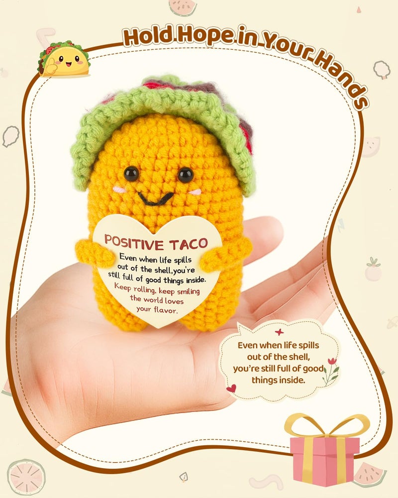 Soobeeke Positive Crochet Taco w/Message Card â€“ â€œEven When Life Spills Out of the Shell, Youâ€™re Still Full of Good Things Insideâ€ â€“ Emotional Support Gifts, Self Care Gift for Christmas or Birthday - Image 5