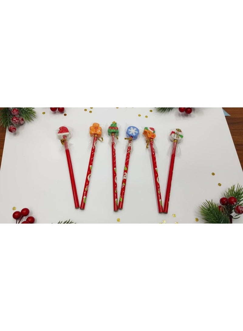 2 قلم رصاص مع إستيكة بتصميمات احتفالية للأطفال – ألوان مرحة وأشكال ممتعة - Image 1