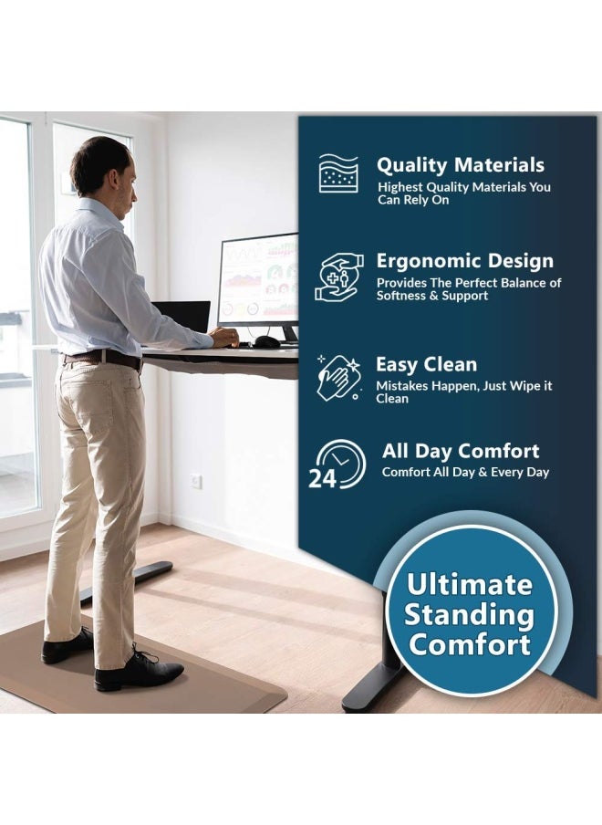 ComfiLife - Gmsd Anti Fatigue Floor Mat  3 4 Inch Thick Perfect Kitchen Mat Standing Desk Mat  Comfort At Home Office Garage  Durable  Stain Resistant  Non-Slip Bottom  Beige 20X32 Inch - Image 1