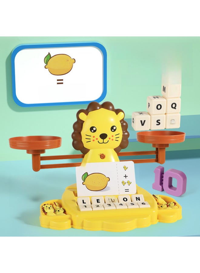 Three-in-one Animal Digital Addition And Subtraction English Words Letters Balance Scale Machine Board Game Fun Children's Toys-Color:Chick Digital Balance Letter Machine WP316630 - Image 3