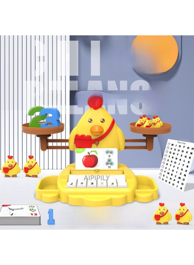 Three-in-one Animal Digital Addition And Subtraction English Words Letters Balance Scale Machine Board Game Fun Children's Toys-Color:Chick Digital Balance Letter Machine WP316630 - Image 5