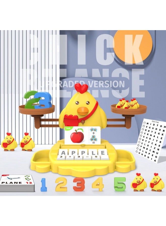Three-in-one Animal Digital Addition And Subtraction English Words Letters Balance Scale Machine Board Game Fun Children's Toys-Color:Chick Digital Balance Letter Machine WP316630 - Image 1