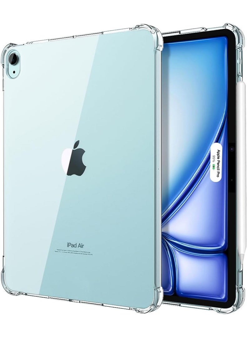 Clear Case For Apple Air 11-Inch M3 2025/ M2 2024, iPad Air 5/4 (2022/2020 5th/4th Gen 10.9-Inch), Shock-Absorption TPU Cover with Reinforced Corners, Soft Flexible & Clear Protective Bumper Case