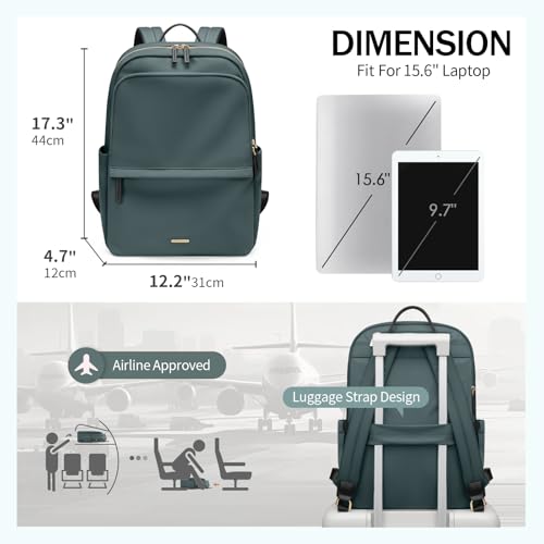 GOLF SUPAGS Women Laptop Backpack Casual Daypack for Work Travel College Backpack Purse Fits 15.6 Inch Notebook (Atrovirens) - Image 5
