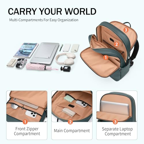 GOLF SUPAGS Women Laptop Backpack Casual Daypack for Work Travel College Backpack Purse Fits 15.6 Inch Notebook (Atrovirens) - Image 2