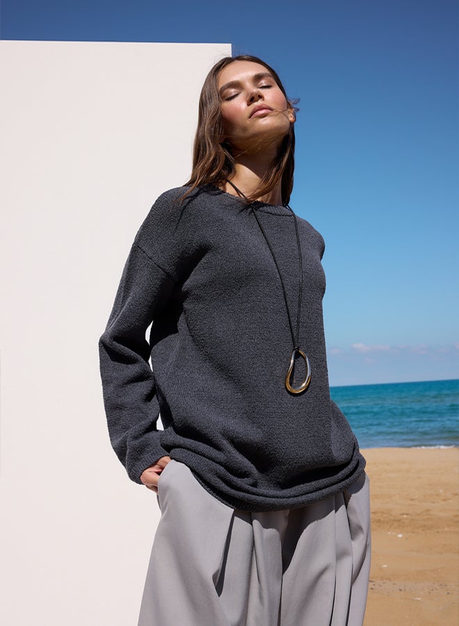 trendyol Anthracite Plain Single Plate Knitwear - Image 1