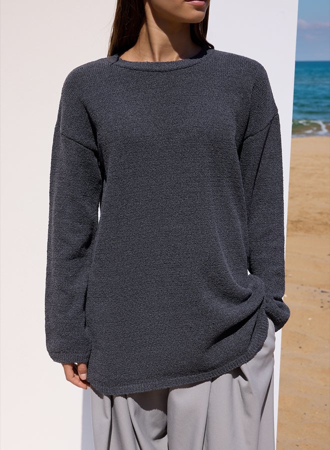 trendyol Anthracite Plain Single Plate Knitwear - Image 3