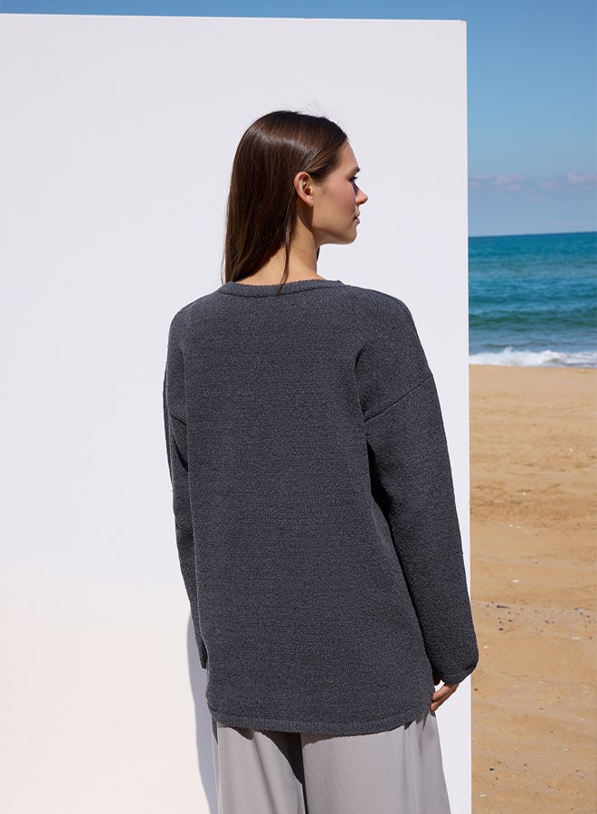 trendyol Anthracite Plain Single Plate Knitwear - Image 4