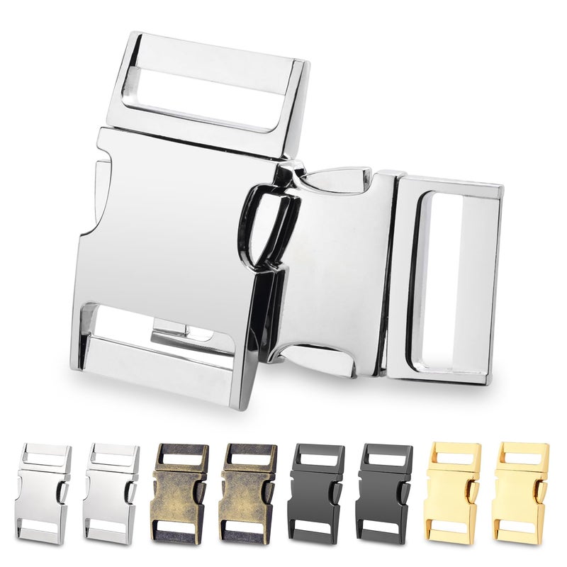CooBigo 10 Pack Bulk Dog Collar Hardware Metal Buckle 1 inch Webbing Backpack Buckle Replacement Backpack Strap Kit Prong Collar Clip Buckles4 Colors