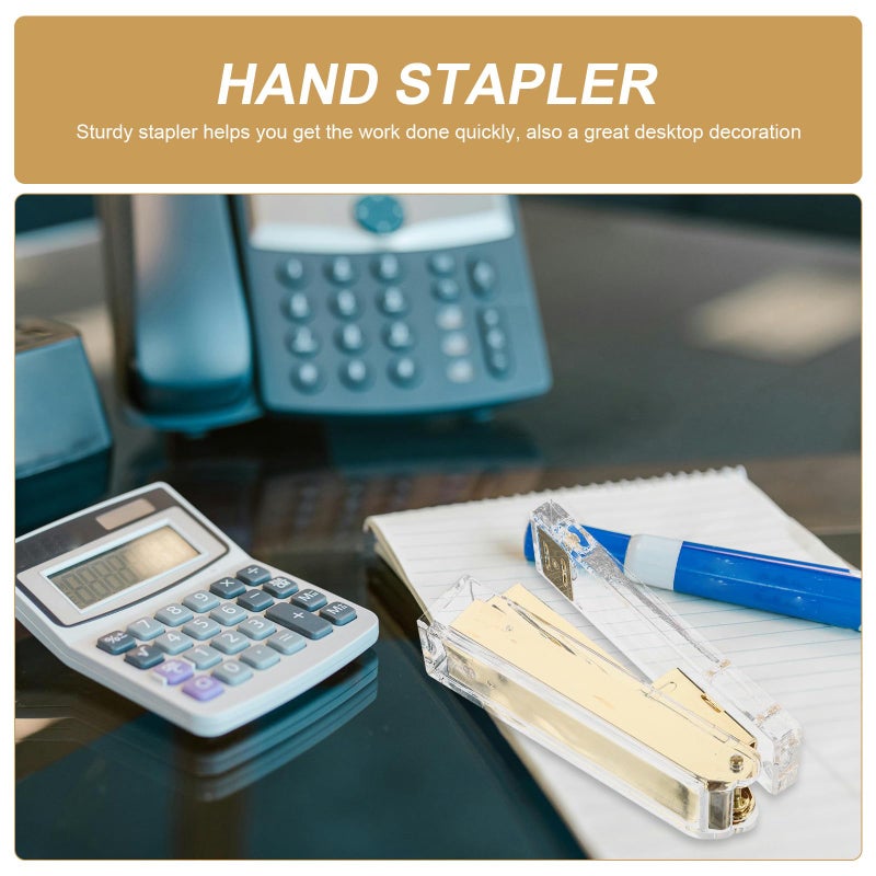 Gold Compact Desk Stapler Portable Handheld Office Supplies for School and Office - Image 4