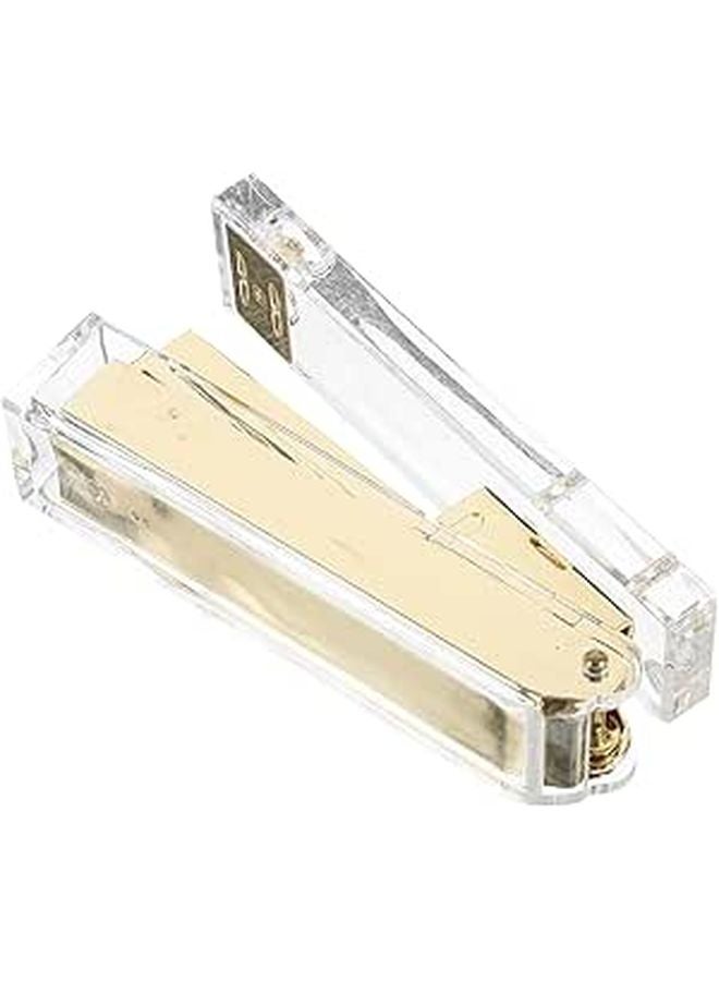 Gold Compact Desk Stapler Portable Handheld Office Supplies for School and Office - Image 1
