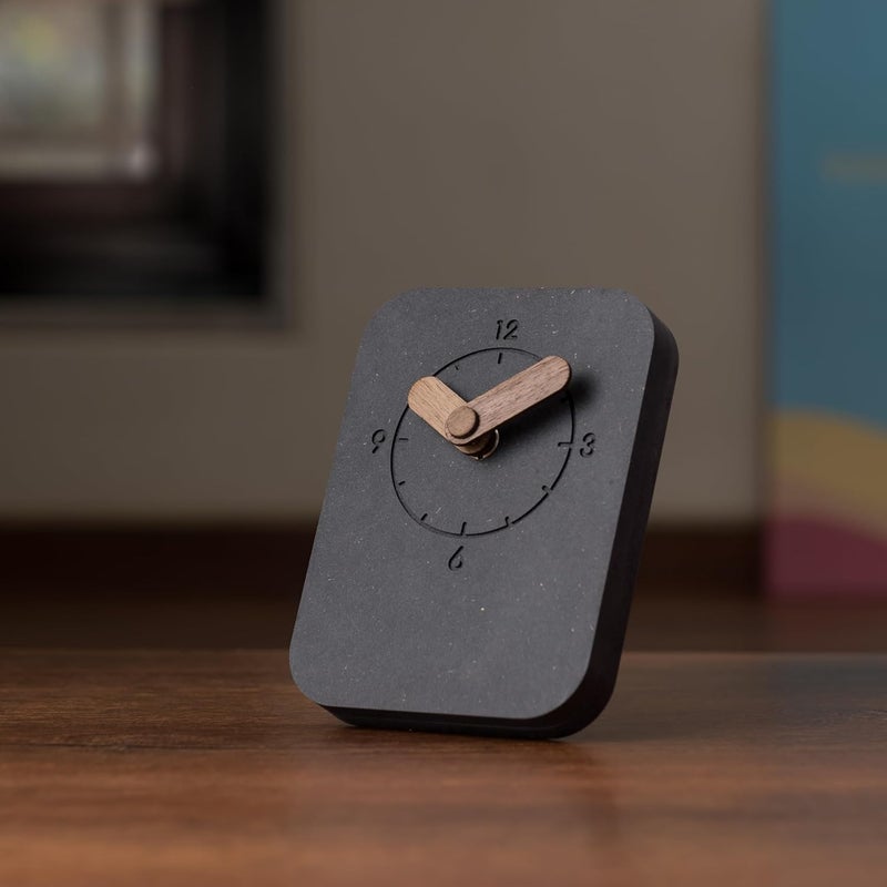 COMMA Aura Desk Shelf Clock Size 135cm X 10cm 531inch X 393 Wooden Analog Table Clock Battery Operated Composite Material Black - Image 1