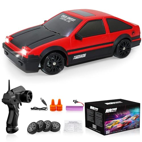 Desdoni Remote Control Car RC Drift Car 24GHz 124 Scale 4WD High Speed RC Cars Vehicle with LED Lights Batteries and Drifting Tires Racing Sport Toy Cars for Adults Boys Girls Kids Gift - Image 1