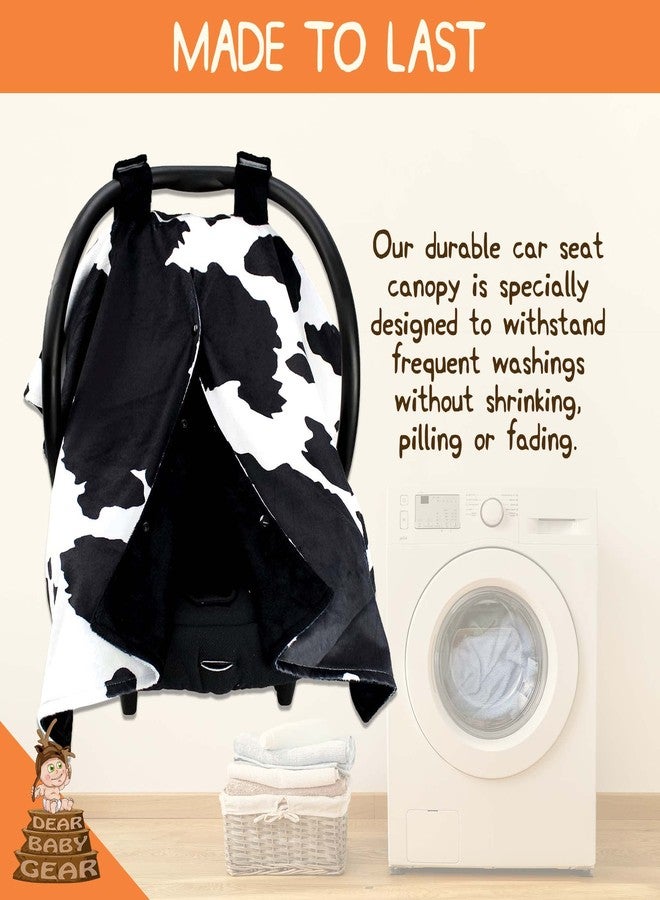 Dear Baby Gear Car Seat Cover for Boys & Girls - Baby Carseat Canopy w/Snap Opening - Infant Seat Cover - Stroller & Nursing Covers - Newborn Carrier Canopy - 40x30" (Black and White Holstein Cow) - Image 3