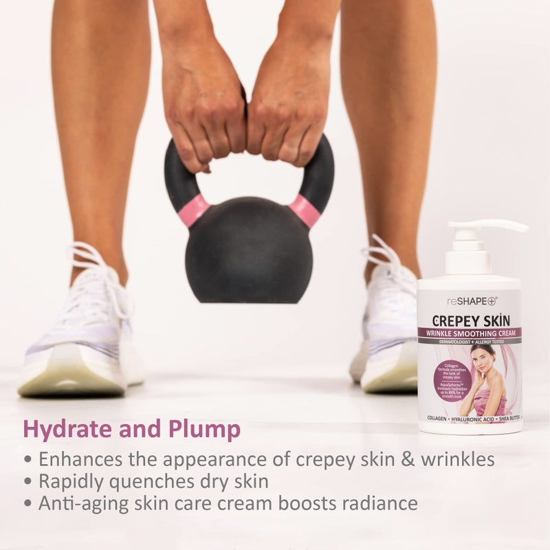 Reshape+ Crepey Skin Treatment Cream Wrinkle Smoothing Lotion Anti Aging Skin Care Moisturizer For Face, Arms, Neck, & Body W/Collagen & Hyaluronic Acid To Plump Sagging Skin, 15 Fl Oz (Pack of 2) - Image 2