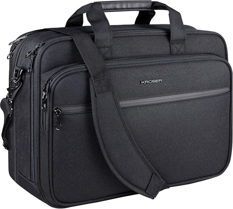 KROSER 18 Inch Laptop Briefcase Fits up to 17.3 Inch Expandable Waterproof Shoulder Bag Computer Bag with RFID Pockets for Travel/Business/School/Men/Women - Image 1