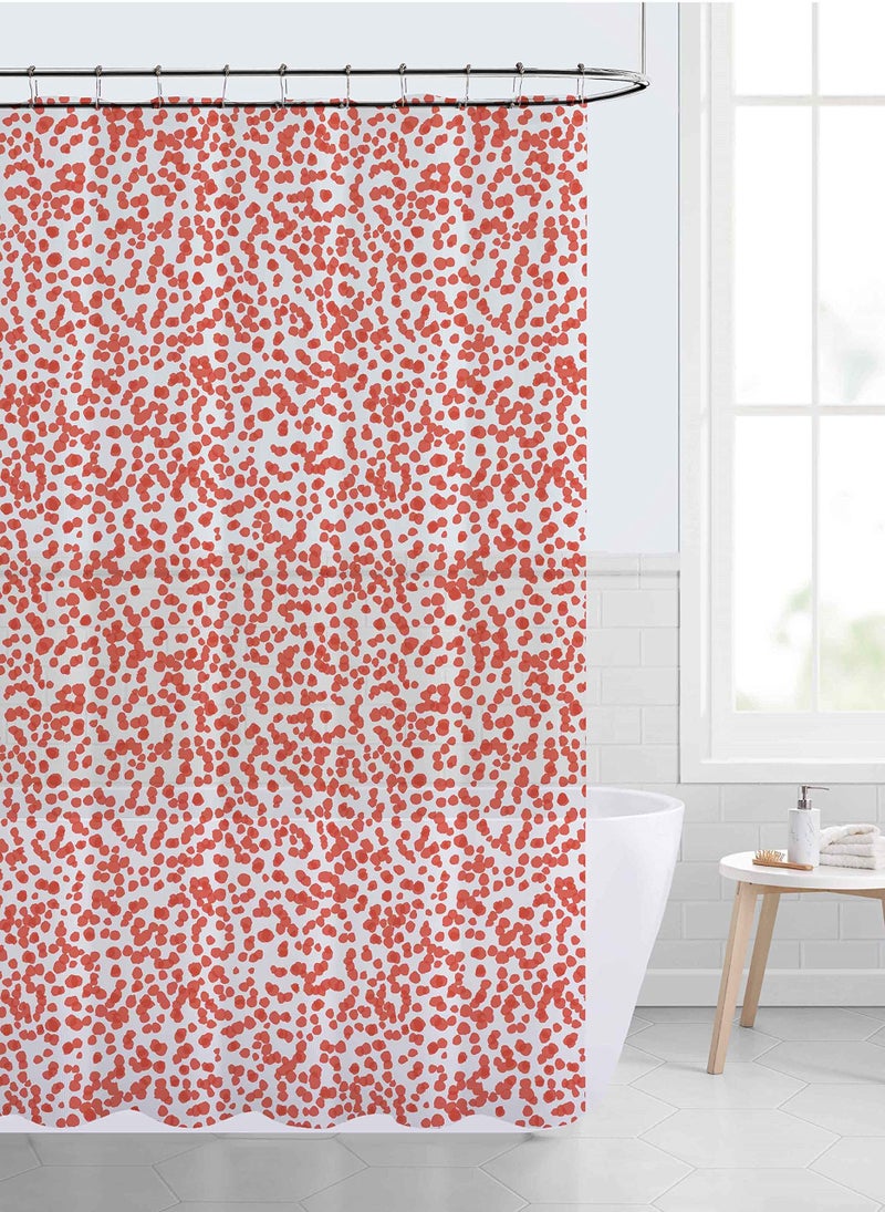 Refinery29 Michah Collection Modern Heavyweight Waterproof Shower Curtain Stylish Dot Print Design 72x72 Orange