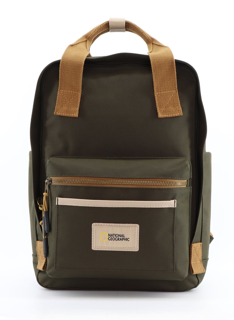 NATIONAL GEOGRAPHIC National Geographic LEGEND Large Backpack Khaki For Men And Women, Durable Water Resistant Padded Laptop Casual Daypack, Bag For School College Office Leisure Outdoor Travel  - Image 1