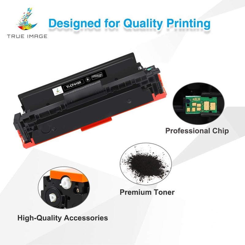 TRUE IMAGE Compatible Toner Cartridge Replacement for HP 410X CF410X CF410A 410A M477 M452 Color Pro MFP M477fdw M477fnw M452dw M477fdn M452nw M452dn M377dw Printer Ink (Black, 1-Pack) - Image 4