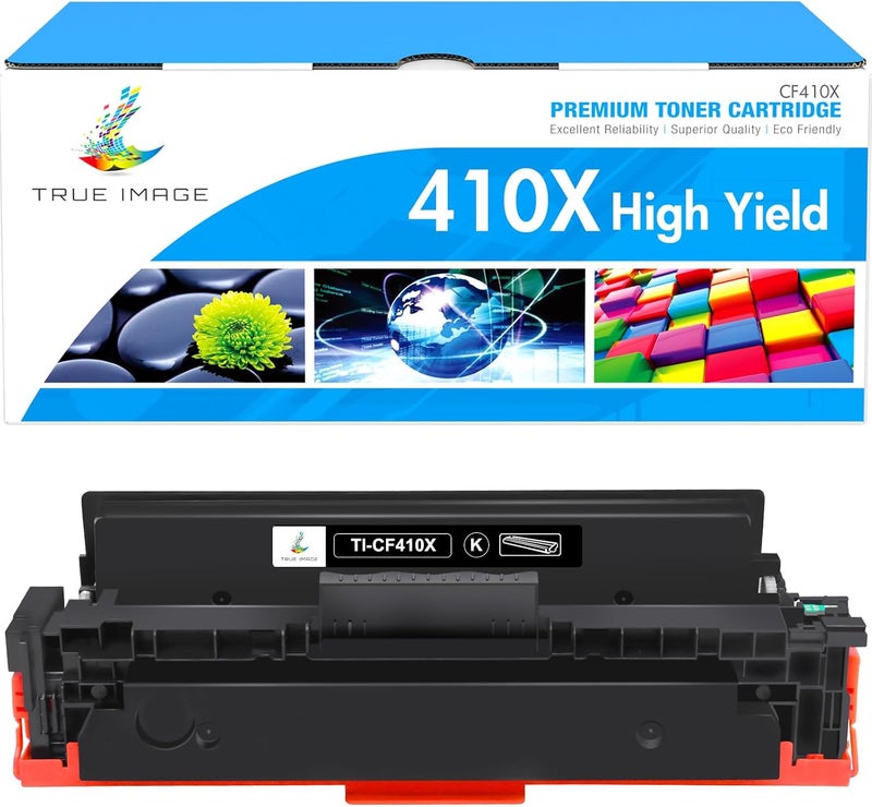 TRUE IMAGE Compatible Toner Cartridge Replacement for HP 410X CF410X CF410A 410A M477 M452 Color Pro MFP M477fdw M477fnw M452dw M477fdn M452nw M452dn M377dw Printer Ink (Black, 1-Pack) - Image 1