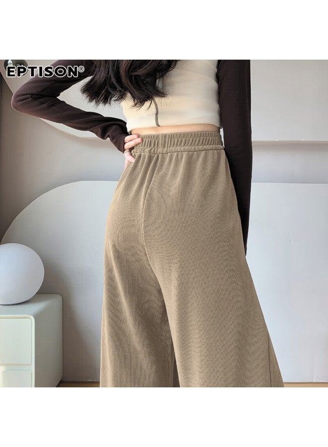 EPTISON Yipintiancheng Autumn Wide-leg Knit Casual Pants For Women, Loose-fitting Slimming Draping Comfortable Long Trousers, Solid Color Straight-leg Pants For Wome - Image 4