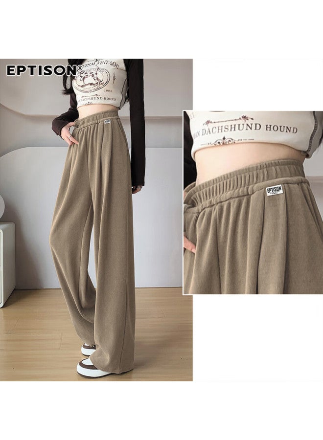 EPTISON Yipintiancheng Autumn Wide-leg Knit Casual Pants For Women, Loose-fitting Slimming Draping Comfortable Long Trousers, Solid Color Straight-leg Pants For Wome - Image 5