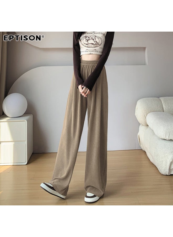 EPTISON Yipintiancheng Autumn Wide-leg Knit Casual Pants For Women, Loose-fitting Slimming Draping Comfortable Long Trousers, Solid Color Straight-leg Pants For Wome - Image 2