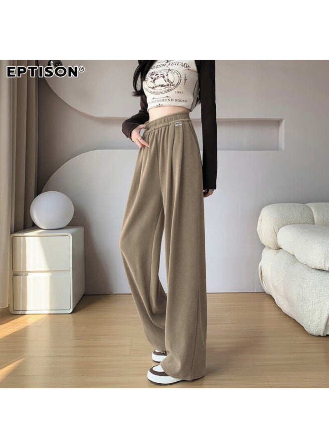 EPTISON Yipintiancheng Autumn Wide-leg Knit Casual Pants For Women, Loose-fitting Slimming Draping Comfortable Long Trousers, Solid Color Straight-leg Pants For Wome - Image 3