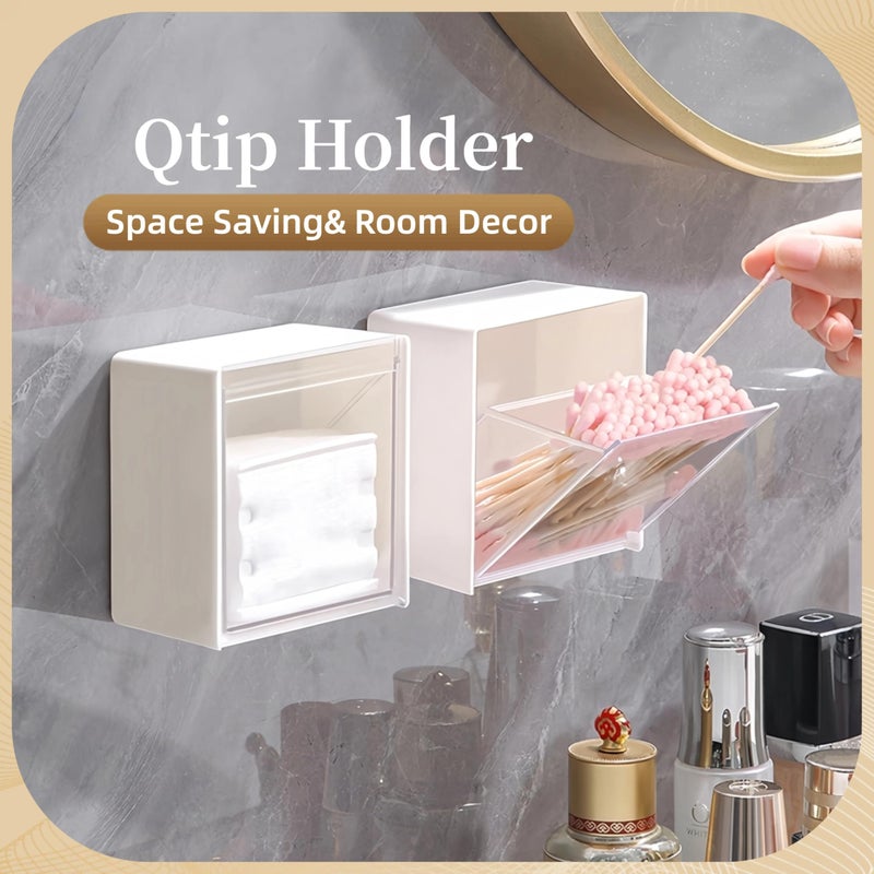 Josphlies Qtip Holder Wall Mount for Cotton Swabs, Balls, Pads, Hair Ties,Floss Picks- Small Plastic Bathroom Wall Organizers and Storage Set,Bedside Shelf,Home Decor,Dorm Room Essentials (2) - Image 2