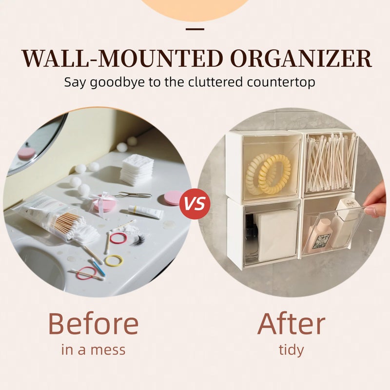 Josphlies Qtip Holder Wall Mount for Cotton Swabs, Balls, Pads, Hair Ties,Floss Picks- Small Plastic Bathroom Wall Organizers and Storage Set,Bedside Shelf,Home Decor,Dorm Room Essentials (2) - Image 4