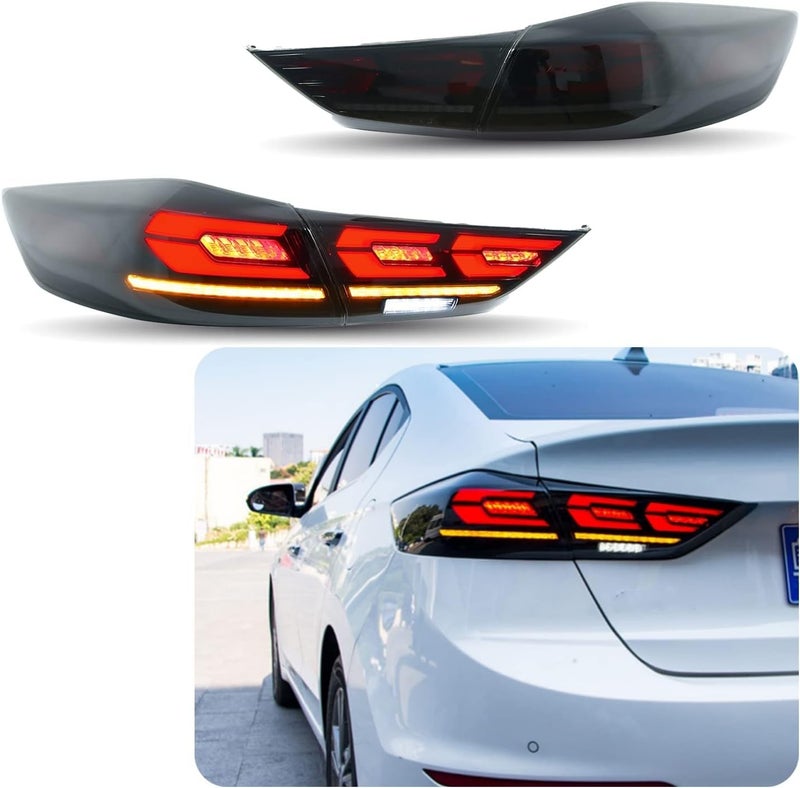 inginuity time LED Tail Lights For Hyundai Elantra 2017 2018 Start Up Animation Sequential Turn Signal Rear Lamp Assembly Not Fit for Elantra 2019 Smoke