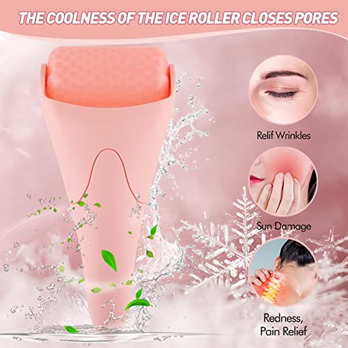 Fronnor Ice Roller for Face,Eyes,Women Gifts Idea,Therapeutic Cooling to Tighten Brighten Complexion and Reduce Wrinkles,Massager Under Eye Puffiness,Migraine and Pain Relidf (Pink) - Image 2