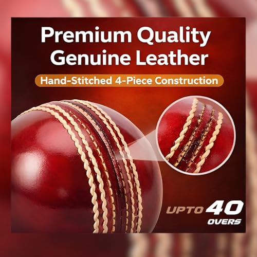PROVERVE Premium Leather Ball for Cricket | Hand-Stitched Four-Piece | Water-Resistant, Durable & Swing-Optimized | Excellent Bounce with Strong Seam | Professional Tournament Ball (Red, Pack of 1) - Image 2