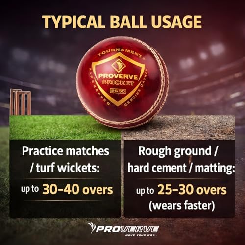 PROVERVE Premium Leather Ball for Cricket | Hand-Stitched Four-Piece | Water-Resistant, Durable & Swing-Optimized | Excellent Bounce with Strong Seam | Professional Tournament Ball (Red, Pack of 1) - Image 5