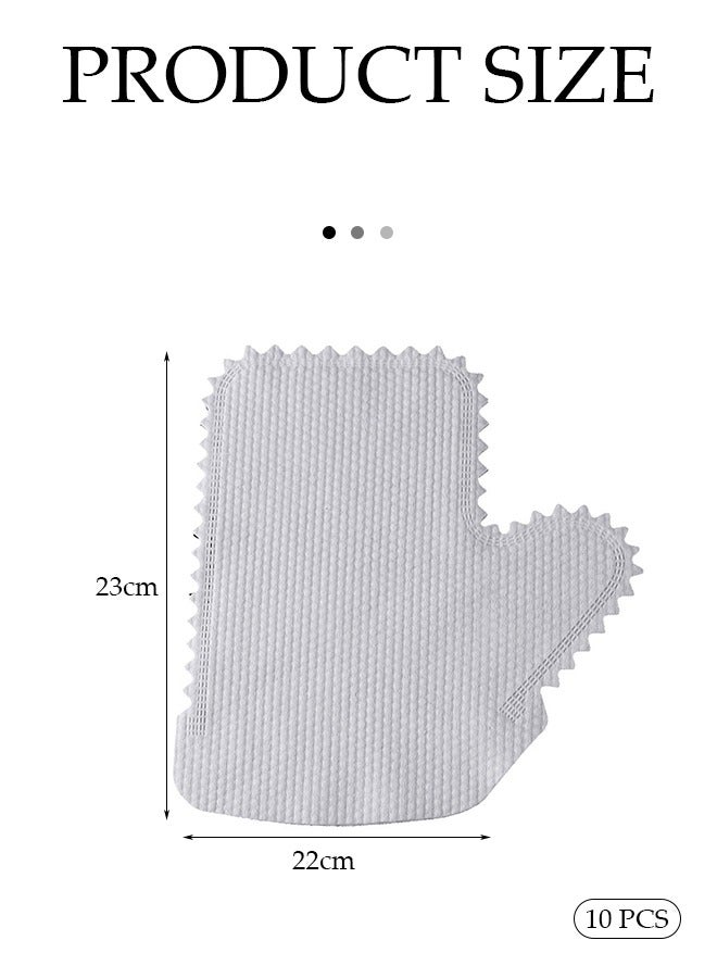 DUNISO 10 PCS Dusting  Gloves, household non-woven serrated cleaning gloves, dry and wet dual use cloth gloves, reusable, suitable for cleaning windows, sinks, kitchenware, floors, white  - Image 2