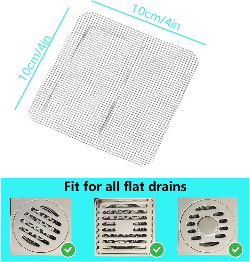 WangCai Disposable Disposable Hair Catcher Shower Drain Square Mesh Stickers,Upgrade Drain Hair Cather Sticker Filter Covers to Catch Human & Pet Hair, Fits Bathroom Shower, Kitchen Sink, Bathtub (30) - Image 3
