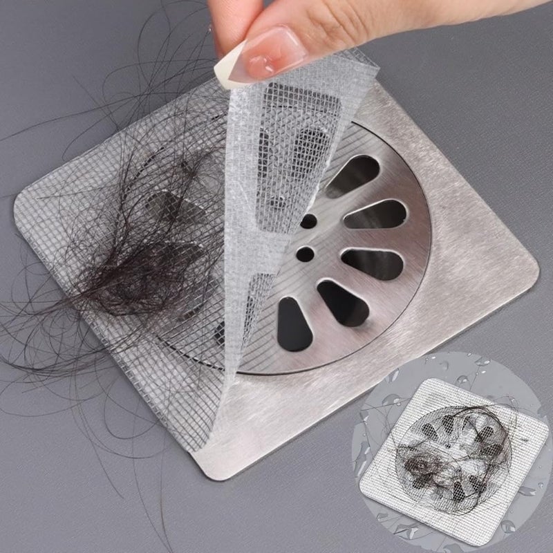 WangCai Disposable Disposable Hair Catcher Shower Drain Square Mesh Stickers,Upgrade Drain Hair Cather Sticker Filter Covers to Catch Human & Pet Hair, Fits Bathroom Shower, Kitchen Sink, Bathtub (30) - Image 2