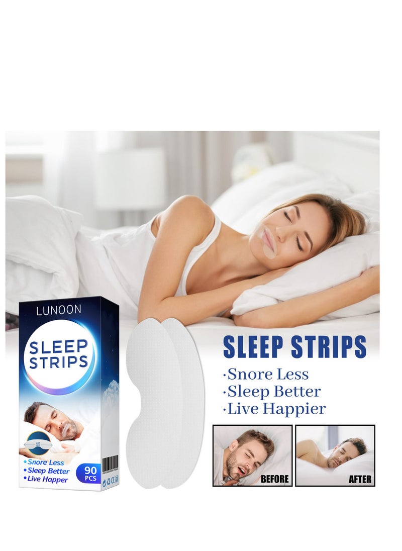 LUNOON - Anti Open Mouth and Closed Mouth Patch for Sleeping Anti Snoring Mouth Tape Sleep Stop Snoring Breathing Patch Suitable for Improving Sleep and Relieving Snoring 90Pcs - Image 1