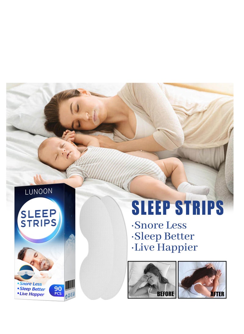 LUNOON - Anti Open Mouth and Closed Mouth Patch for Sleeping Anti Snoring Mouth Tape Sleep Stop Snoring Breathing Patch Suitable for Improving Sleep and Relieving Snoring 90Pcs - Image 1