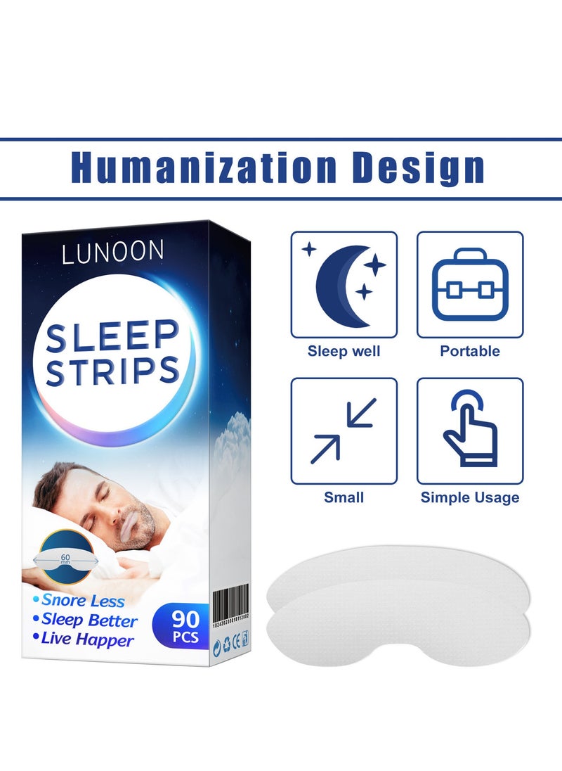 LUNOON - Anti Open Mouth and Closed Mouth Patch for Sleeping Anti Snoring Mouth Tape Sleep Stop Snoring Breathing Patch Suitable for Improving Sleep and Relieving Snoring 90Pcs - Image 1