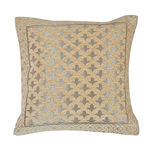 LOOMLYFE Jacquard Geomteric Cushion Covers 16 Inch X 16 Inch Set Of 5 Ethnic Motifs Cushion Covers,Design- Star,Color- Beige, 240 TC - Image 3