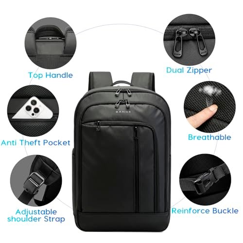 BANGE 28L Lightweight Backpack, 15.6-inch Laptop Travel Backpacks, Unisex Multifunctional Storage Pockets Business Commuter rucksack, Waterproof and Wear-resistant Outdoor Sports Leisure daypack - Image 3