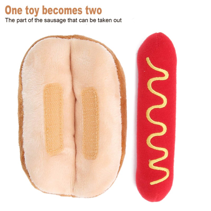 Jeanoko Hot Dog Toy Exquisite Design Food Shape Stuffed Toy Squeezable Soft Plush Dog Toy Soft Plush Hot Dog Shape for Cats Dogs - Image 3